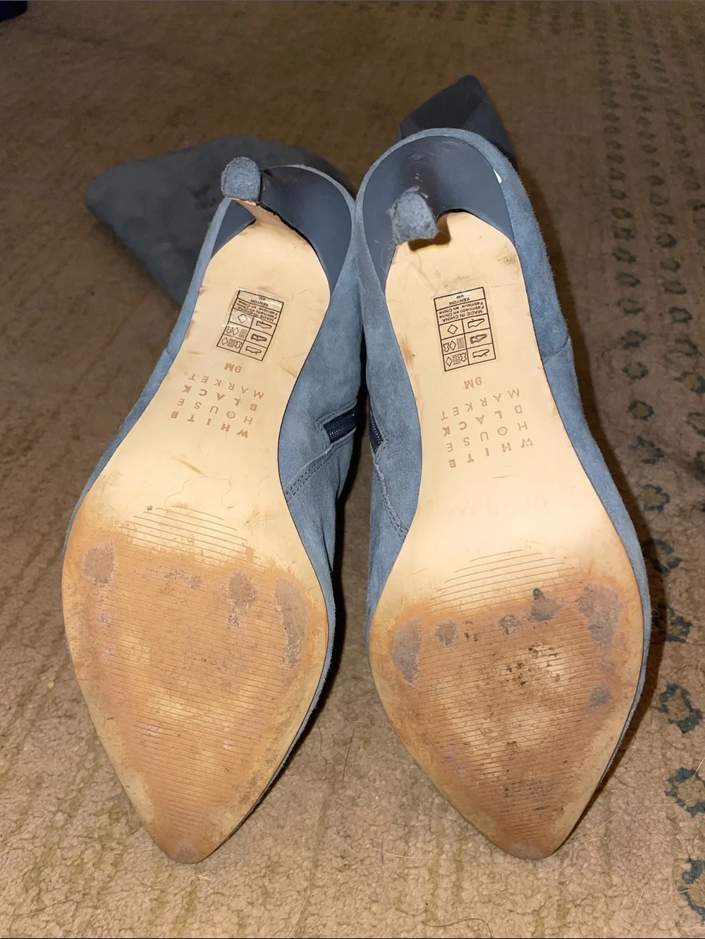 White House Black Market Light Blue Suede Over-the-Knee Stiletto Boots, Size 9M